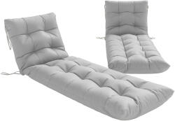 Outsunny Set de 2 perne pentru șezlong 180x55 cm Perne pentru scaune de grădină groase UPF30+ cu 4 benzi Gri Deschis | Aosom Romania (84K-112V00LG)