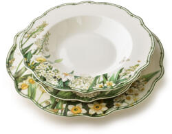  Étkészlet LEA ELEGANT tányérszett mikrózható porcelán/zöld 27/19, 5/22cm 18r