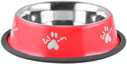 MagicHome Kutya etetőtál, MagicHome Woof, piros, átmérő: 33 cm, 2 l, csúszásgátló, rozsdamentes acél, közepes és nagytestű kutyáknak (TC2172214)