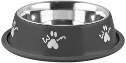 MagicHome Kutya etetőtál, MagicHome Woof, fekete, átmérő: 33 cm, 2 l, csúszásgátló, rozsdamentes acél, közepes és nagytestű kutyáknak (TC2172211)