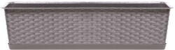 Prosperplast Rattan virágláda, Prosperplast Ratolla Case P 700, mokka, 68, 5 x 17, 3 cm, magasság: 15 cm, alátéttel, 13 l, rattan hatású (TC255451)