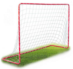 Neo-Sport Futballkapu, Neo-Sport NS-450, 183 x 122 x 61 cm, piros keret, fehér PE háló, fém váz, időjárásálló, 4 db rögzítő, könnyű kivitel, szerszám nélkül összeszerelhető (TE1450)