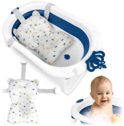 Ricokids Utazó gyerekkád, Ricokids RK-286, fehér/kék, 86 x 48 cm, 45 l, összecsukható, hőérzékelős dugóval, kivehető párnával, teherbírás: 55 kg, 0-3 éves korig (TE728600)