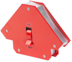 Strend Pro Hegesztő mágnes, Strend Pro QJ6008, piros, 12, 7 x 12, 7 cm, 25 kg teherbírás, kapcsolóval, 45° és 90° szögtartáshoz (TC222909)