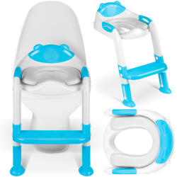 Ricokids Gyerek WC-ülőke, Ricokids 729200, kék/fehér, mackó mintás, magasság: 61-70 cm, összecsukható, levehető létrával, csúszásgátló lábakkal, teherbírás: 50 kg (TE729200)