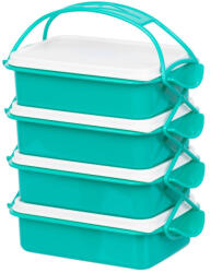 MagicHome Tárolódoboz szett, MagicHome CS336, türkiz, 4 db, 4000 ml (4 x 1000 ml), 243 x 146 x 295 mm, téglalap alakú, PP/PE műanyag, mosogatógépben mosható, fagyasztható (TC801666)