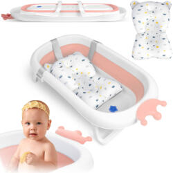 Ricokids Utazó gyerekkád, Ricokids RK-280, fehér/rózsaszín, 90 x 50 cm, összecsukható, hőérzékelős dugóval, kivehető párnával, teherbírás: 45 kg, 0-6 éves korig (TE728000)