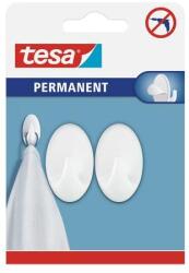 tesa Cârlige permanente din plastic, autoadezive, ovale, mărime: S, TESA, albe, 2 buc