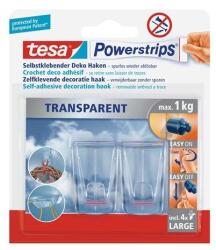 tesa Cârlig de perete detașabil, TESA „Powerstrips®, translucid, 2 buc