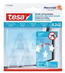 tesa Cârlig decorativ autoadeziv pentru sticlă, TESA „Powerstrips®, transparent, 5 buc