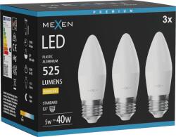 Mexen Nova 3x Bec LED E27, C37, 5W, Caldă - 3000K, 525 lm - L102-E27-0530-01x03 (L102-E27-0530-01x03)