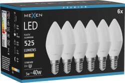 Mexen Nova 6x Bec LED E14, C37, 5W, Caldă - 3000K, 525 lm - L102-E14-0530-01x06 (L102-E14-0530-01x06)