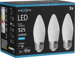 Mexen Nova 3x Bec LED E27, C37, 5W, Rece - 6500K, 525 lm - L102-E27-0565-01x03 (L102-E27-0565-01x03)