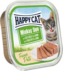 Happy Cat Minkas Duo Gabonamentes Alutálcás Macskaeledel (Baromfi és Bárány) - 100 g