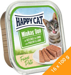 Happy Cat Minkas Duo Gabonamentes Alutálcás Macskaeledel (Baromfi és Bárány) - 16x100 g