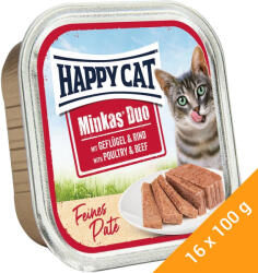Happy Cat Minkas Duo Gabonamentes Alutálcás Macskaeledel (Baromfi és Marha) - 16x100 g