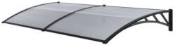 Moxu Műanyag Előtető, 200x90 cm, Fekete Színű Fali Tartóelemekkel, Áttetsző Polikarbonát Lapokkal (BPW-ET-200-90-BK)