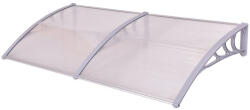 Moxu Műanyag Előtető, 240x90 cm, Fehér Színű Fali Tartóelemekkel, Áttetsző Polikarbonát Lapokkal (BPW-ET-240-90-W)