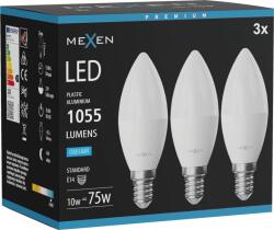 Mexen Nova 3x Bec LED E14, C37, 10W, Rece - 6500K, 1055 lm - L102-E14-1065-01x03 (L102-E14-1065-01x03)