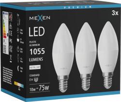 Mexen Nova 3x Bec LED E14, C37, 10W, Neutru - 4000K, 1055 lm - L102-E14-1040-01x03 (L102-E14-1040-01x03)