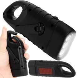 3 LED-es dinamós zseblámpa kiegészítő napelemmel, fekete (v08381_CZ)