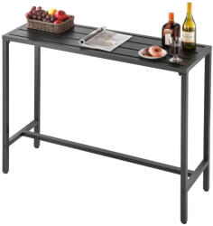 VEVOR Kerti bárasztal 1200x375x980 mm hosszúkás bisztróasztal fekete, modern álló asztal 2-4 fő részére