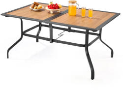 VEVOR Kerti étkezőasztal 1505x960x725 mm vízálló, 35 mm napernyő nyílással, 68 kg teherbírás 4-6 személyes kerti asztal
