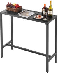 VEVOR Kerti bárasztal 1000x375x980 mm hosszúkás bisztróasztal fekete, kompakt álló asztal 1-2 fő részére