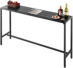 VEVOR Bárasztal 1600x375x980 mm téglalap alakú bisztróasztal fekete, modern álló asztal 2-4 fő részére