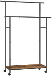 SONGMICS Ruhatartó polccal, 2 rúddal, vintage barna (HSR152B01)