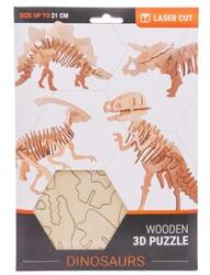  Puzzle 3D din lemn - dinozauri, 4 tipuri (26096)