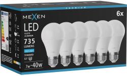 Mexen Nova 6x LED izzó E27, A60, 7W, Hideg - 6500K, 735 lm - L100-E27-0765-01x06 (L100-E27-0765-01x06)
