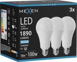 Mexen Nova 3x LED izzó E27, A70, 18W, Hideg - 6500K, 1890 lm - L100-E27-1865-01x03 (L100-E27-1865-01x03)