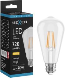 Mexen Vintis LED filamentes izzó E27, ST64, 6W, Meleg - 2700K, 720 lm, átlátszó - L152-E27-0627-00 (L152-E27-0627-00)