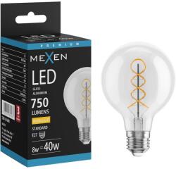 Mexen Vintis LED filament spirál izzó E27, G80, 8W, Meleg - 2700K, 750 lm, átlátszó - L165-E27-0827-00 (L165-E27-0827-00)