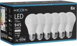 Mexen Nova 6x LED izzó E27, A60, 9W, Semleges - 4000K, 945 lm - L100-E27-0940-01x06 (L100-E27-0940-01x06)