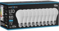 Mexen Nova 10x LED izzó E27, A60, 9W, Hideg - 6500K, 945 lm - L100-E27-0965-01x10 (L100-E27-0965-01x10)