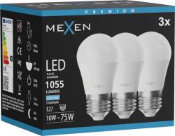 Mexen Nova 3x LED izzó E27, G45, 10W, Hideg - 6500K, 1055 lm - L101-E27-1065-01x03 (L101-E27-1065-01x03)