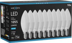 Mexen Nova 10x LED izzó E14, C37, 10W, Hideg - 6500K, 1055 lm - L102-E14-1065-01x10 (L102-E14-1065-01x10)
