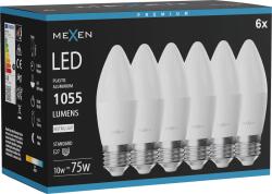 Mexen Nova 6x LED izzó E27, C37, 10W, Semleges - 4000K, 1055 lm - L102-E27-1040-01x06 (L102-E27-1040-01x06)