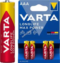 VARTA Longlife Max Power LR03/AAA (Micro) 4703 elem 1, 5V 4db/csomag alkáli-mangán