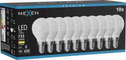 Mexen Nova 10x LED izzó E14, G45, 7W, Meleg - 3000K, 735 lm - L101-E14-0730-01x10 (L101-E14-0730-01x10)