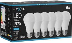Mexen Nova 6x LED izzó E27, A60, 15W, Hideg - 6500K, 1575 lm - L100-E27-1565-01x06 (L100-E27-1565-01x06)