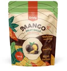 GRIZLY Biluțe de mango învelite în ciocolată neagră 120 g