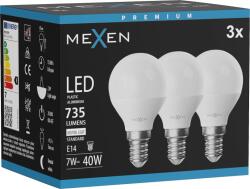 Mexen Nova 3x LED izzó E14, G45, 7W, Semleges - 4000K, 735 lm - L101-E14-0740-01x03 (L101-E14-0740-01x03)