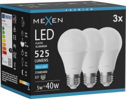 Mexen Nova 3x LED izzó E27, A60, 5W, Hideg - 6500K, 525 lm - L100-E27-0565-01x03 (L100-E27-0565-01x03)