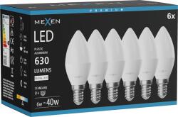 Mexen Nova 6x LED izzó E14, C37, 6W, Semleges - 4000K, 630 lm - L102-E14-0640-01x06 (L102-E14-0640-01x06)