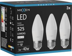 Mexen Nova 3x LED izzó E27, C37, 5W, Semleges - 4000K, 525 lm - L102-E27-0540-01x03 (L102-E27-0540-01x03)