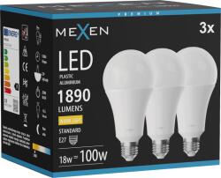 Mexen Nova 3x LED izzó E27, A70, 18W, Meleg - 3000K, 1890 lm - L100-E27-1830-01x03 (L100-E27-1830-01x03)