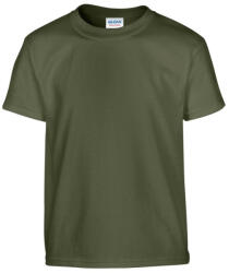 Gildan GIB5000 rövid ujjú pamut gyerek póló - military green szín (giB5000mi-s) - penzumplusz